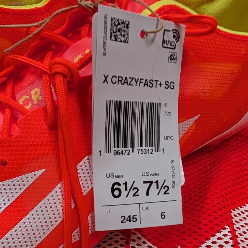 Adidas X Crazyfast + SG Solar Red Soccer Cleats Mens 6.5 Womens 7.5 IF0646 NEW